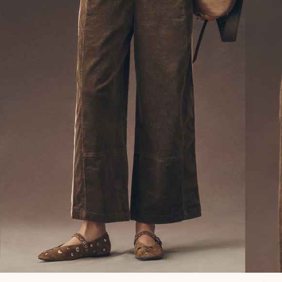 Anthropologie Brown Corduroy Pants with Pink Stripes - Picture 3 of 4